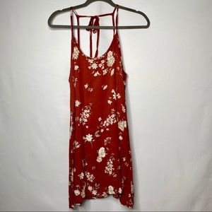 Brandy Melville Rust Mini Floral Dress - OS